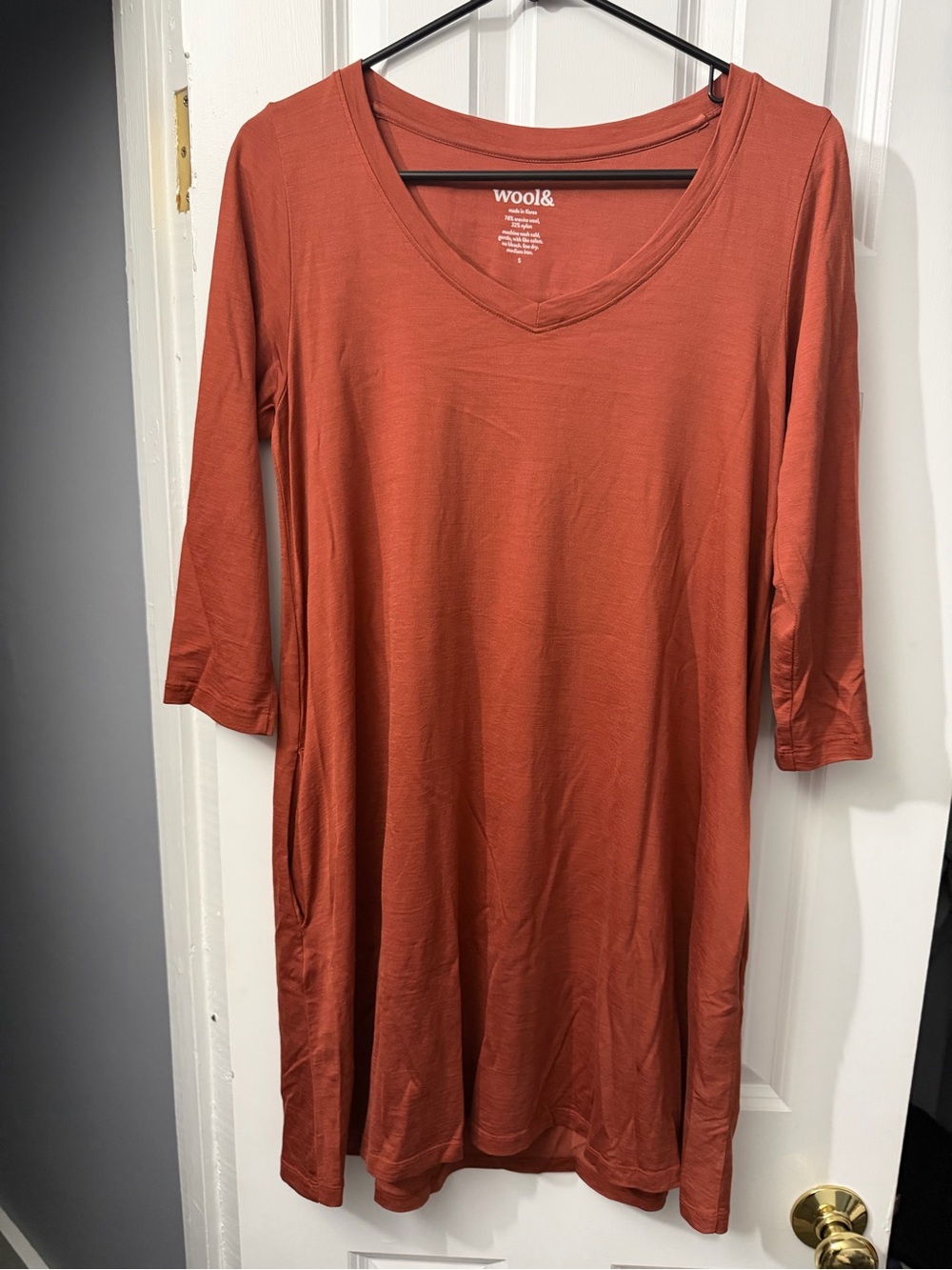 Wool& Rust V-Neck Tunic Dress- Willow